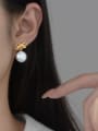 thumb 925 Sterling Silver Imitation Pearl Bowknot Minimalist Drop Earring 1