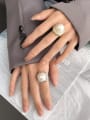 thumb Brass Imitation Pearl Square Trend Band Ring 1