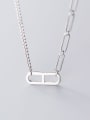 thumb 925 Sterling Silver Simple hollow geometric pendant Necklace 0