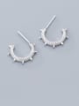 thumb 925 Sterling Silver Cubic Zirconia  Round Minimalist Stud Earring 1