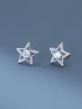 thumb 925 Sterling Silver Cubic Zirconia Pentagram Minimalist Stud Earring 4