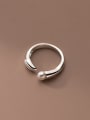 thumb 925 Sterling Silver Imitation Pearl Round Minimalist Band Ring 2