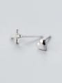 thumb 925 Sterling Silver Rhinestone Asymmetry cross Heart Minimalist Stud Earring 1