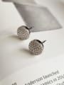 thumb 925 Sterling Silver Cubic Zirconia White Round Minimalist Stud Earring 0