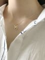 thumb 925 sterling silver imitation pearl simple Hollow geometry Necklace 2