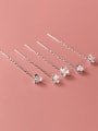 thumb 925 Sterling Silver Rhinestone Tassel Minimalist Threader Earring 2