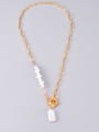 thumb Titanium Steel synthetic Pearl Flower Ethnic Lariat Necklace 3
