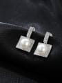 thumb 925 Sterling Silver Cubic Zirconia Square Trend Stud Earring 1