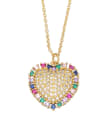 thumb Brass Cubic Zirconia  Vintage  Heart  Pendant Necklace 0