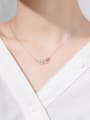 thumb 925 Sterling Silver Pink Cubic Zirconia Feather pendant Necklace 1