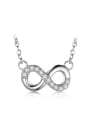 thumb 925 Sterling Silver Cubic Zirconia Number 8 Minimalist Pendant Necklace 2