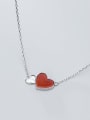 thumb 925 Sterling Silver Resin Red Heart Minimalist Necklace 3