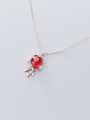 thumb 925 Sterling Silver Garnet red goldfish Pendant Necklace 3