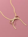 thumb 925 Sterling Silver Bowknot Minimalist Snake Bone Chain Necklace 0