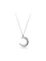 thumb 925 Sterling Silver Cubic Zirconia Moon Minimalist Necklace 4