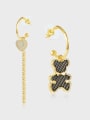 thumb Brass Cubic Zirconia Asymmetrical Tassel Cute Huggie Earring 1