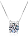 thumb Sterling Silver Moissanite Geometric Dainty Necklace 4