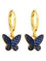 thumb Brass Cubic Zirconia Butterfly Vintage Huggie Earring 3