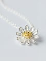 thumb 925 sterling silver simple fashion two color electroplate Flower Pendant Necklace 2