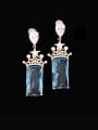 thumb Brass Cubic Zirconia Rectangle Trend Cluster Earring 2
