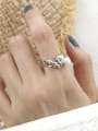 thumb 925 Sterling Silver Imitation Pearl  Minimalist Smooth N-Chain Free Size Ring 1
