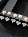 thumb 925 Sterling Silver Classic Freshwater Pearl Heart  Drop Earring 2