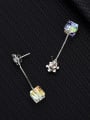 thumb 925 Sterling Silver Austrian Crystal Square Classic Drop Earring 2
