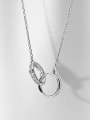 thumb 925 Sterling Silver Rhinestone Round Minimalist Necklace 2