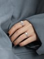 thumb 925 Sterling Silver Glass Stone Irregular Vintage Band Ring 2