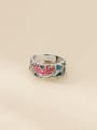 thumb 925 Sterling Silver Enamel Flower Vintage Band Ring 0