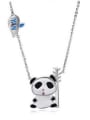 thumb Titanium Black Enamel Panda Cute Choker Necklace 1
