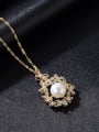 thumb 925 Sterling Silver Freshwater Pearl Zircon flower pendant Necklace 3