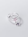 thumb 925 Sterling Silver Opal Heart Minimalist Stackable Ring 3
