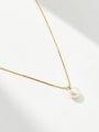 thumb 925 Sterling Silver Imitation Pearl Round Minimalist Necklace 3