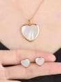 thumb Copper  Minimalist Heart  Shell Earring and Necklace Set 1