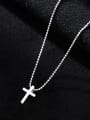 thumb 925 Sterling Silver Bead Cross Minimalist Necklace 2