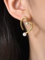 thumb Stainless steel Imitation Pearl Heart Minimalist Stud Earring 1