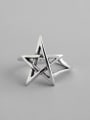 thumb 925 Sterling Silver minimalist hollow Pentagram Free Size Ring 0