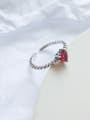 thumb 925 Sterling Silver Cubic Zirconia Red Heart Vintage Free Size Midi Ring 0