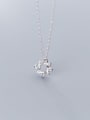 thumb 925 Sterling Silver Cubic Zirconia Simple geometric flower pendant Necklace 3