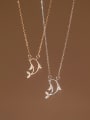 thumb 925 Sterling Silver Cubic Zirconia Dolphin Minimalist Necklace 0