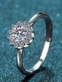 thumb Sterling Silver Moissanite Sun Flower Dainty Solitaire Engagement Rings 0