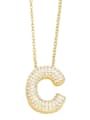 thumb Brass Cubic Zirconia Letter Trend Necklace 3