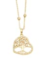 thumb Brass Cubic Zirconia Tree Vintage Heart Pendant Necklace 2