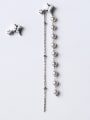 thumb 925 Sterling Silver  Diamond square asymmetric shell beads Threader Earring 1