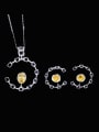 thumb Brass Cubic Zirconia Luxury Oval Earring and Necklace Set 0