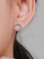 thumb 925 Sterling Silver Turquoise Round Minimalist Stud Earring 1