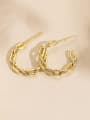 thumb Brass Cubic Zirconia Hollow Geometric Minimalist Gold Chain Circle  Stud Earring 2