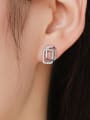 thumb 925 Sterling Silver Cubic Zirconia Geometric Classic Stud Earring 1