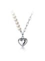 thumb 925 Sterling Silver Imitation Pearl Heart Minimalist Necklace 0